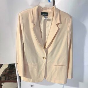 Vintage Sag Harbor Pale Yellow/Cream Blazer, 100% Wool Size 16